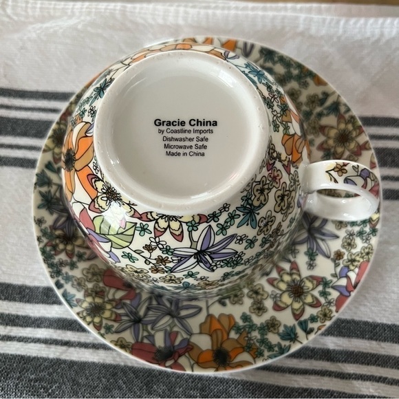 Coastline Imports Gracie China Tea Cup and Plate - Picture 3 of 6
